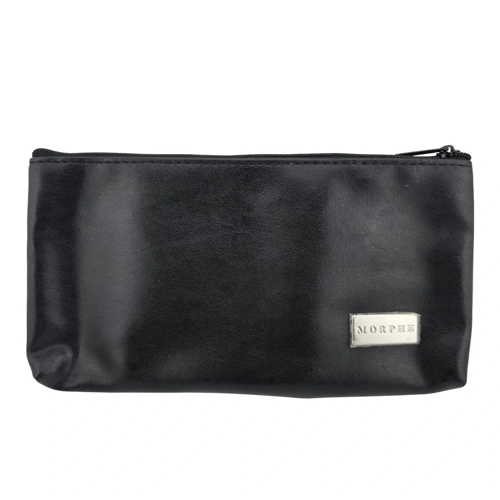 Morphe Faux Leather Makeup Bag Black Zipper Cosmetic‎ Pouch